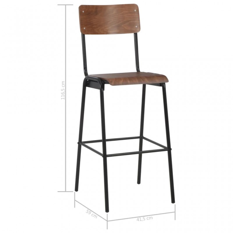Bar Chairs 2 pcs Brown Solid Plywood Steel Bar Chairs 2 pcs Brown Solid Plywood Steel