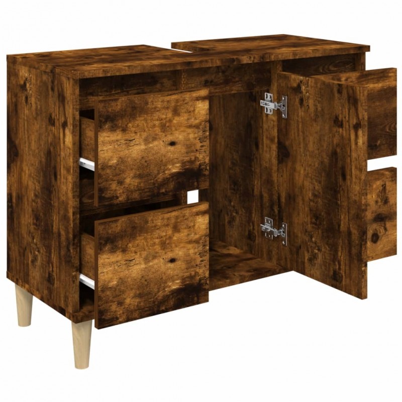 Sink Cabinet Smoked Oak 80x33x60 cm Engineered Wood Sink Cabinet Smoked Oak 80x33x60 cm Engineered Wood