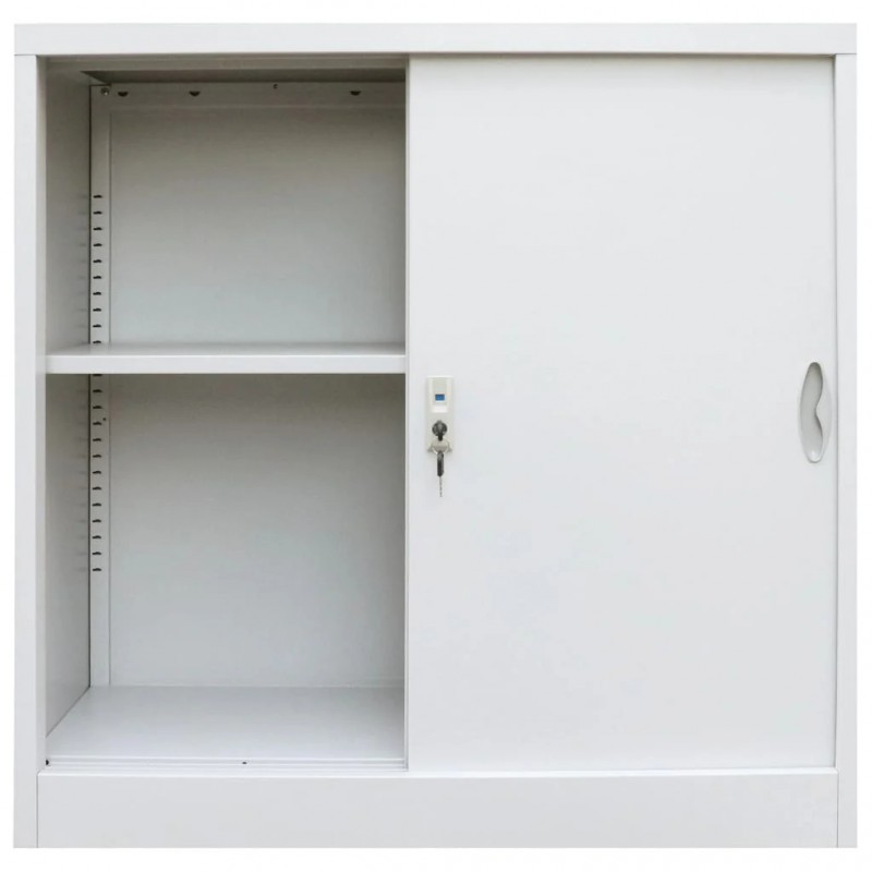 Office Cabinet with Sliding Doors Metal 90x40x90 cm Grey Office Cabinet with Sliding Doors Metal 90x40x90 cm Grey