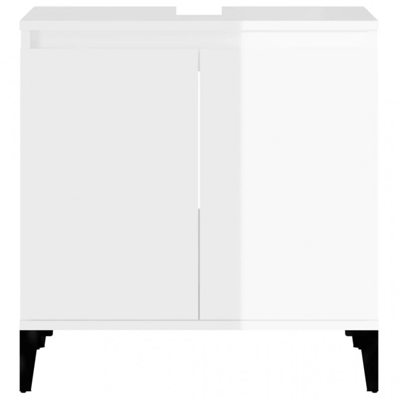 Sink Cabinet High Gloss White 58x33x60 cm Engineered Wood Sink Cabinet High Gloss White 58x33x60 cm Engineered Wood