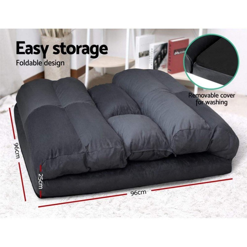 Artiss Floor Lounge Sofa Bed 2-seater Charcoal Suede Artiss Floor Lounge Sofa Bed 2-seater Charcoal Suede