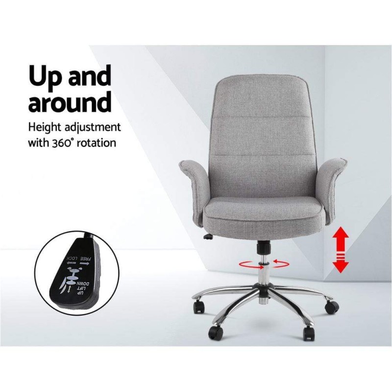 Artiss Fabric Office Chair Computer Chairs Grey Artiss Fabric Office Chair Computer Chairs Grey