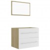 2 Piece Bathroom Furniture Set White and Sonoma Oak Engineered Wood