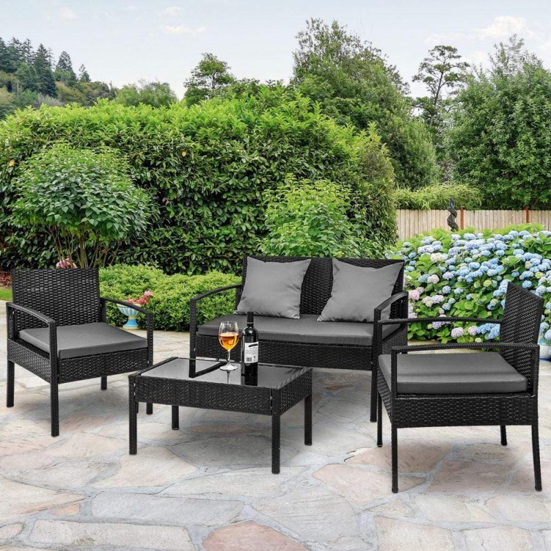 Gardeon Outdoor Sofa Set Wicker Lounge Setting Table and Chairs Patio Furniture Gardeon Outdoor Sofa Set Wicker Lounge Setting Table and Chairs Patio Furniture