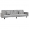 2-Seater Sofa Bed with Two Pillows Light Grey Velvet