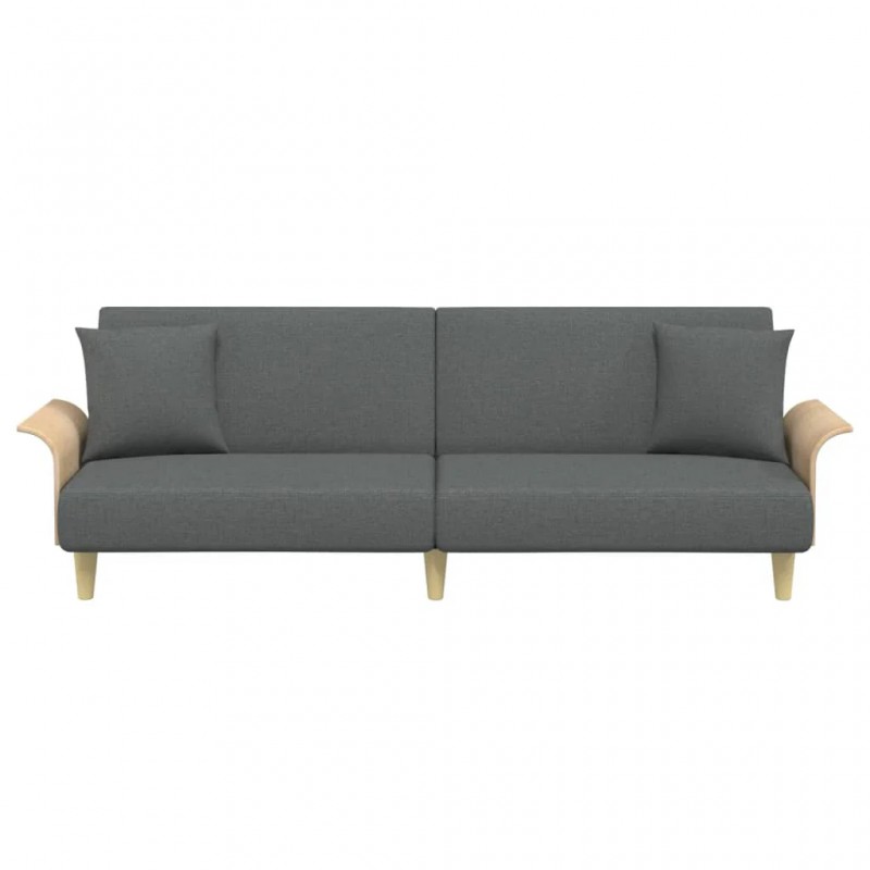 Sofa Bed with Armrests Dark Grey Fabric Sofa Bed with Armrests Dark Grey Fabric