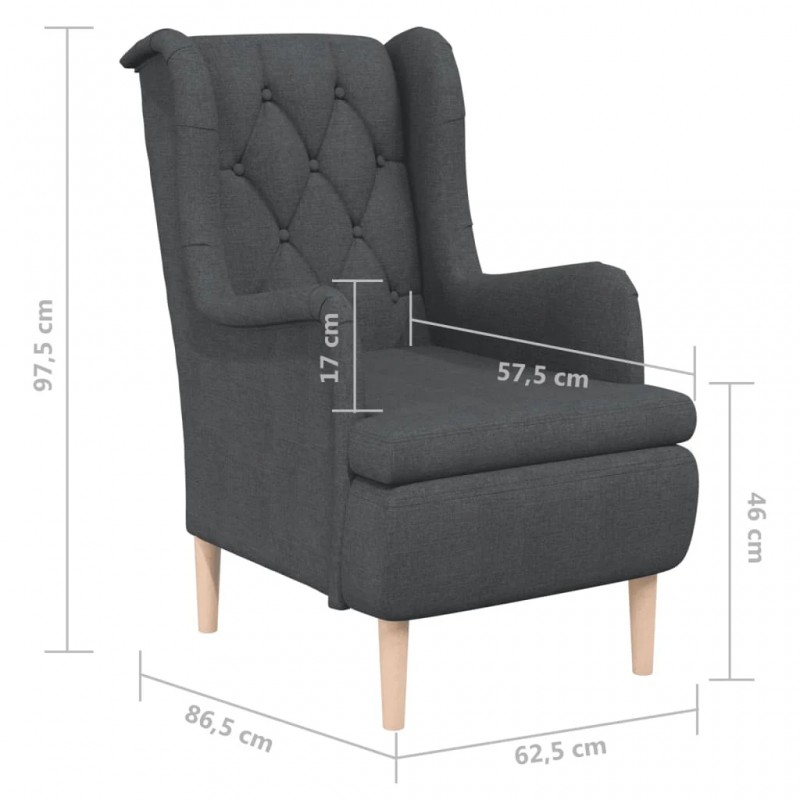 Armchair with Solid Rubber Wood Feet Dark Grey Fabric Armchair with Solid Rubber Wood Feet Dark Grey Fabric