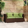 2-Seater Sofa with Cushions Brown Poly Rattan