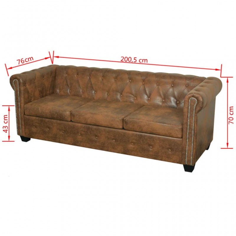 Chesterfield 2-Seater and 3-Seater Sofa Set Brown Chesterfield 2-Seater and 3-Seater Sofa Set Brown