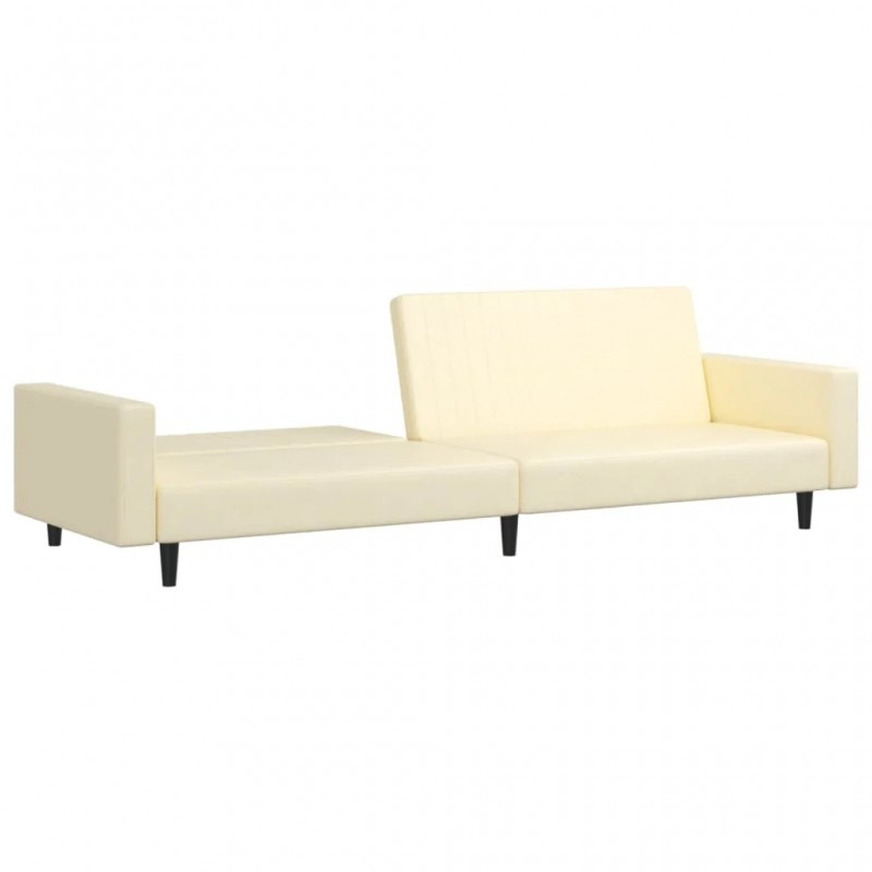 2-Seater Sofa Bed Cream Faux Leather 2-Seater Sofa Bed Cream Faux Leather