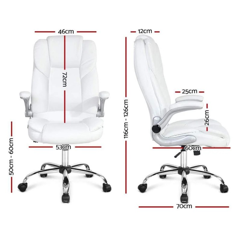 Artiss Executive Office Chair Leather Tilt White Artiss Executive Office Chair Leather Tilt White