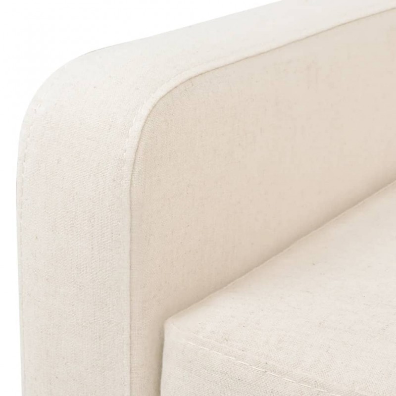 3-Seater Sofa Fabric Cream White 3-Seater Sofa Fabric Cream White