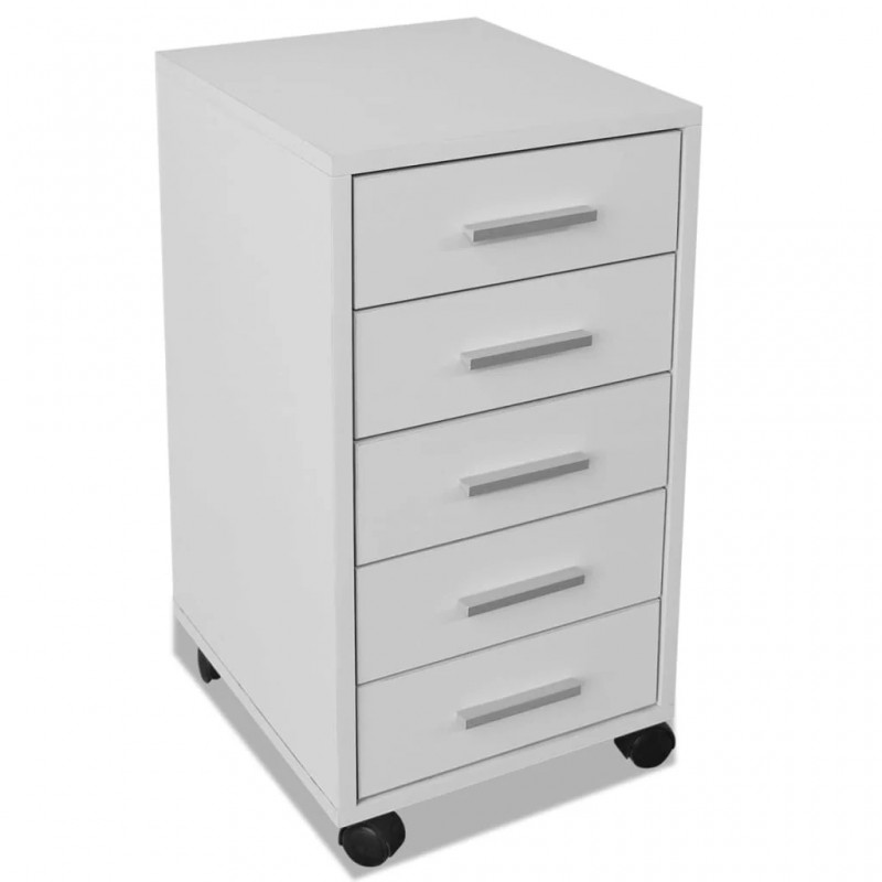Office Drawer Unit with Castors 5 Drawers White Office Drawer Unit with Castors 5 Drawers White