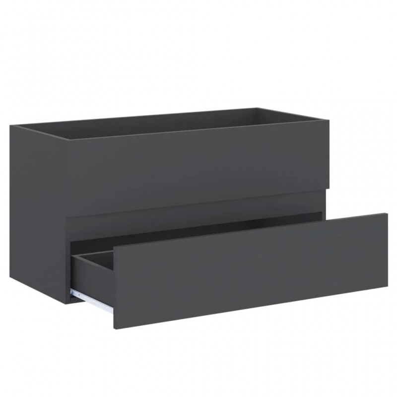 2 Piece Bathroom Furniture Set Grey Engineered Wood 2 Piece Bathroom Furniture Set Grey Engineered Wood