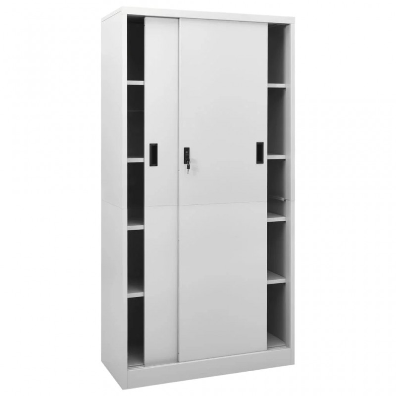 Office Cabinet with Sliding Door Light Grey 90x40x180 cm Steel Office Cabinet with Sliding Door Light Grey 90x40x180 cm Steel