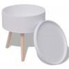 Side Table with Serving Tray Round 39.5x44.5 cm White