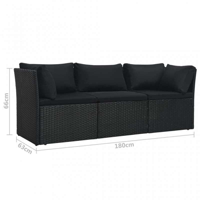 4 Piece Garden Lounge Set with Cushions Poly Rattan Black 4 Piece Garden Lounge Set with Cushions Poly Rattan Black