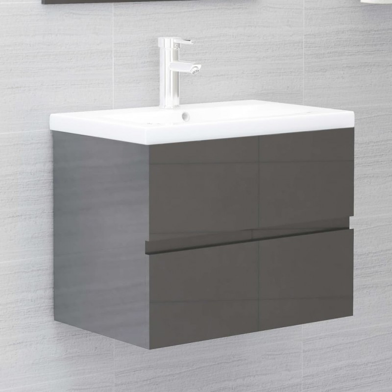 2 Piece Bathroom Furniture Set Grey Engineered Wood 2 Piece Bathroom Furniture Set Grey Engineered Wood