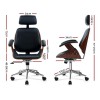 Artiss Wooden Office Chair Leather Seat Black