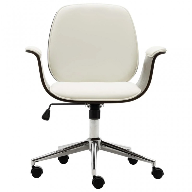 Office Chair White Bent Wood and Faux Leather Office Chair White Bent Wood and Faux Leather