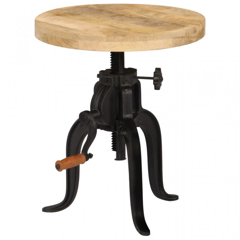 Side Table 45x(45-62) cm Solid Mango Wood and Cast Iron Side Table 45x(45-62) cm Solid Mango Wood and Cast Iron