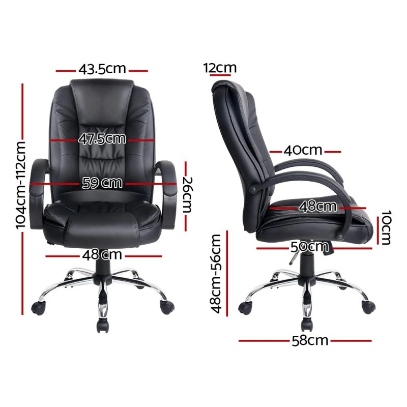 Artiss Executive Office Chair Leather Tilt Black Artiss Executive Office Chair Leather Tilt Black
