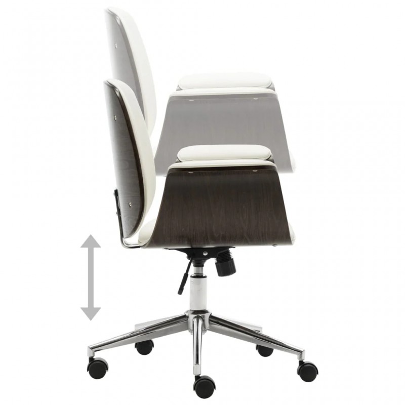 Office Chair White Bent Wood and Faux Leather Office Chair White Bent Wood and Faux Leather