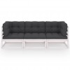 3-Seater Garden Sofa with Cushions Solid Pinewood