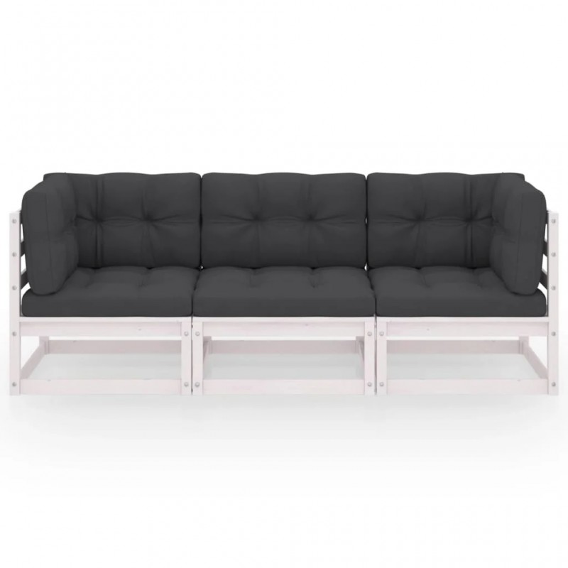 3-Seater Garden Sofa with Cushions Solid Pinewood 3-Seater Garden Sofa with Cushions Solid Pinewood