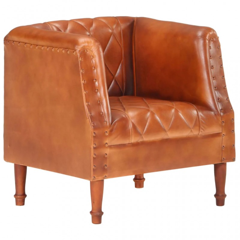 Tub Chair Brown Real Goat Leather Tub Chair Brown Real Goat Leather