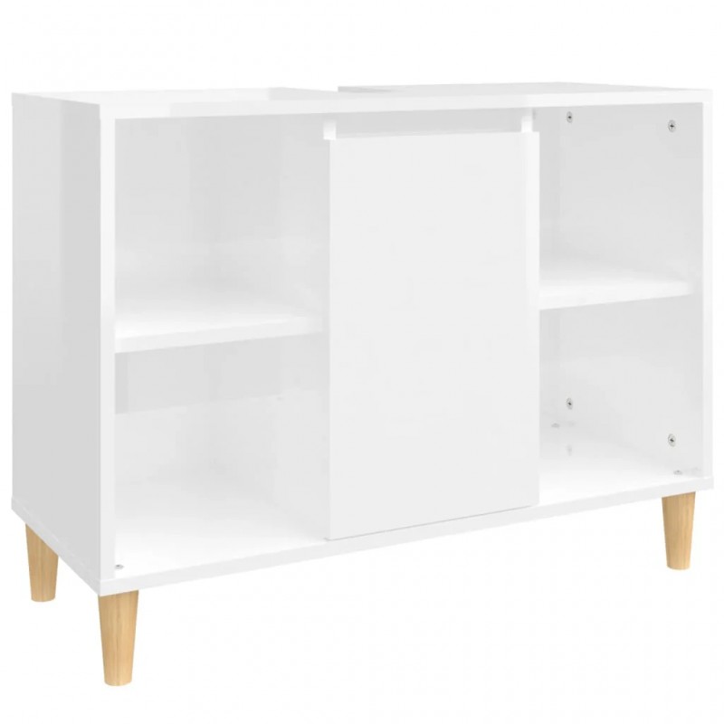 Sink Cabinet High Gloss White 80x33x60 cm Engineered Wood Sink Cabinet High Gloss White 80x33x60 cm Engineered Wood