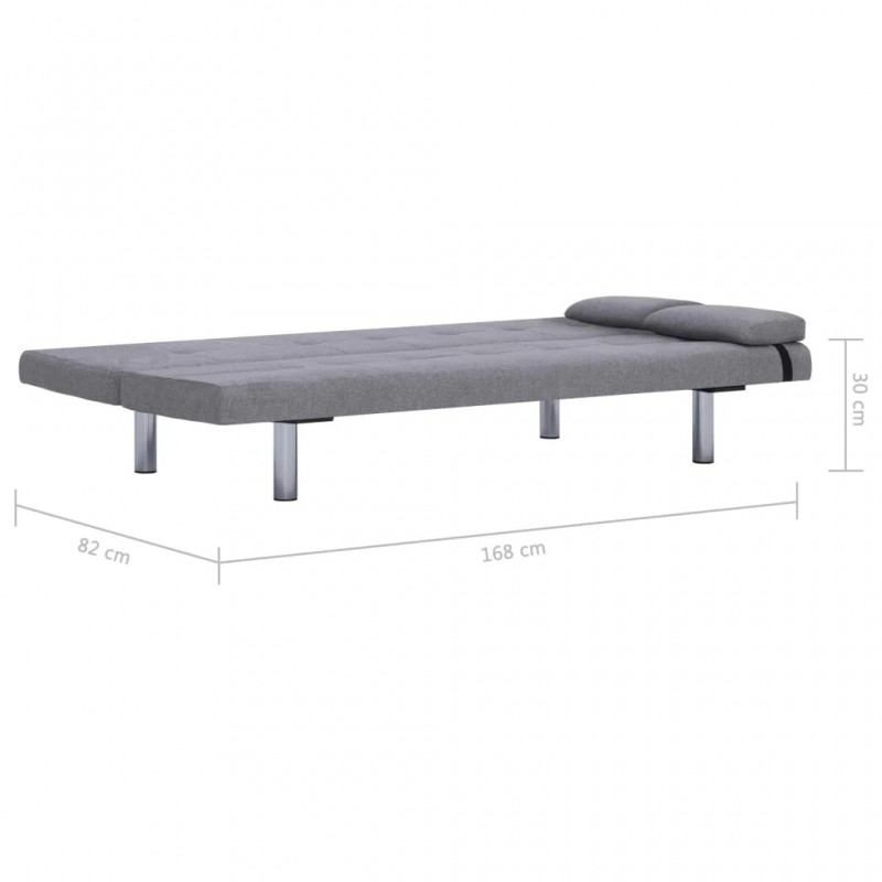 Sofa Bed with Two Pillows Light Grey Polyester Sofa Bed with Two Pillows Light Grey Polyester