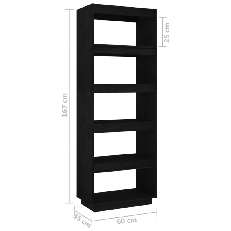 Book Cabinet/Room Divider Black 60x35x167 cm Solid Pinewood Book Cabinet/Room Divider Black 60x35x167 cm Solid Pinewood