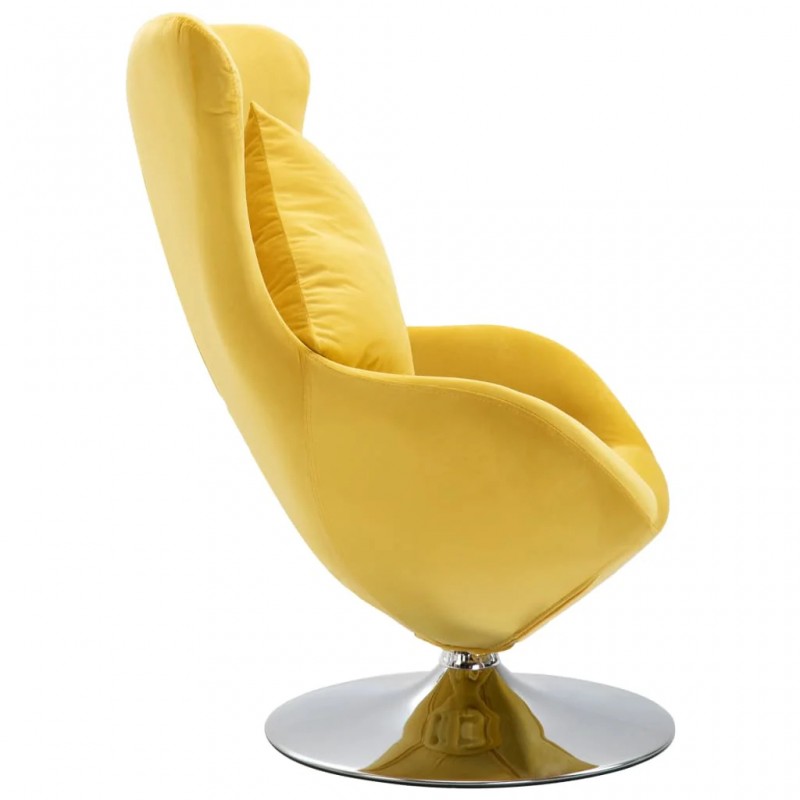 Swivel Egg Chair with Cushion Yellow Velvet Swivel Egg Chair with Cushion Yellow Velvet