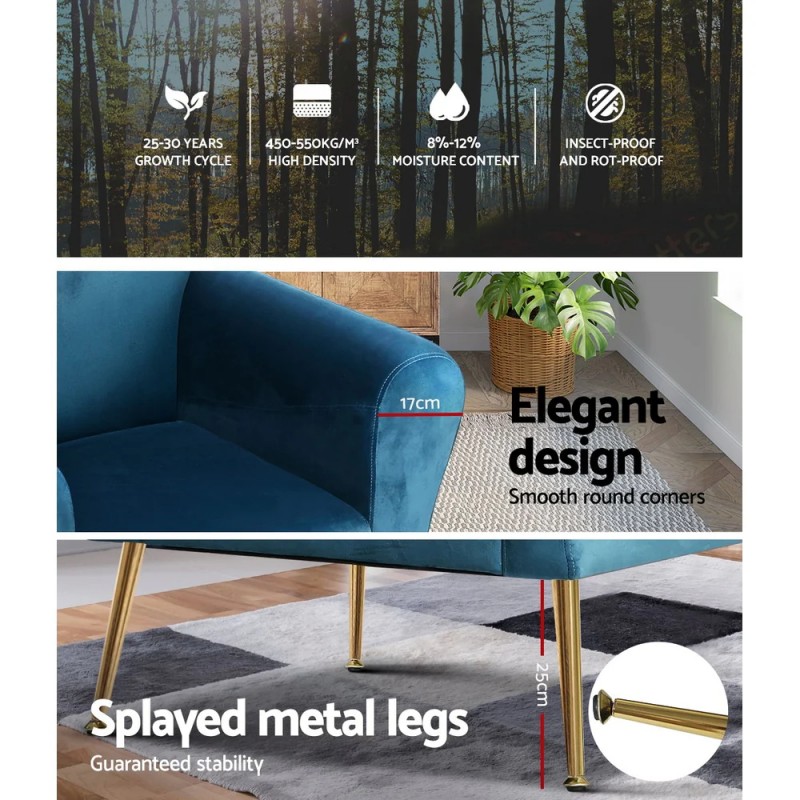 Artiss Armchair Lounge Chair Accent Chairs Armchairs Sofa Navy Velvet Cushion Artiss Armchair Lounge Chair Accent Chairs Armchairs Sofa Navy Velvet Cushion