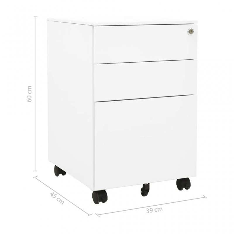 Mobile File Cabinet 3 Drawers White Steel Mobile File Cabinet 3 Drawers White Steel