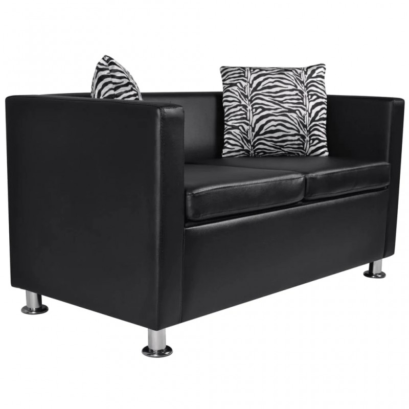 Sofa 2-Seater Artificial Leather Black Sofa 2-Seater Artificial Leather Black