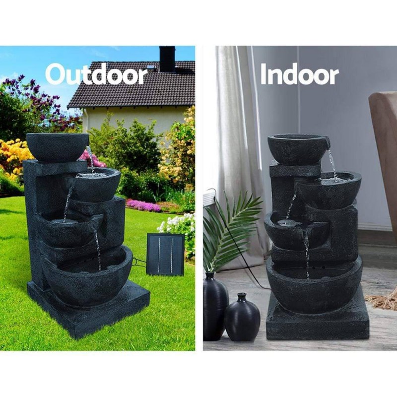 Gardeon Solar Water Feature with LED Lights 4-Tier Blue 72cm Gardeon Solar Water Feature with LED Lights 4-Tier Blue 72cm