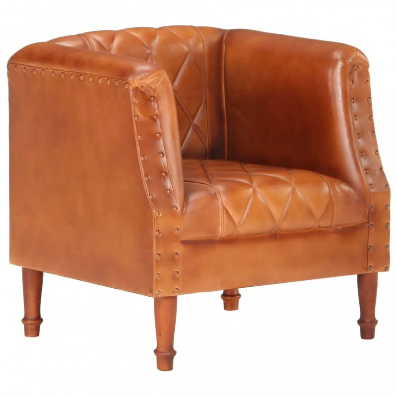 Tub Chair Brown Real Goat Leather Tub Chair Brown Real Goat Leather