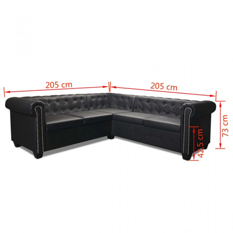 Chesterfield Corner Sofa 5-Seater Artificial Leather Black Chesterfield Corner Sofa 5-Seater Artificial Leather Black