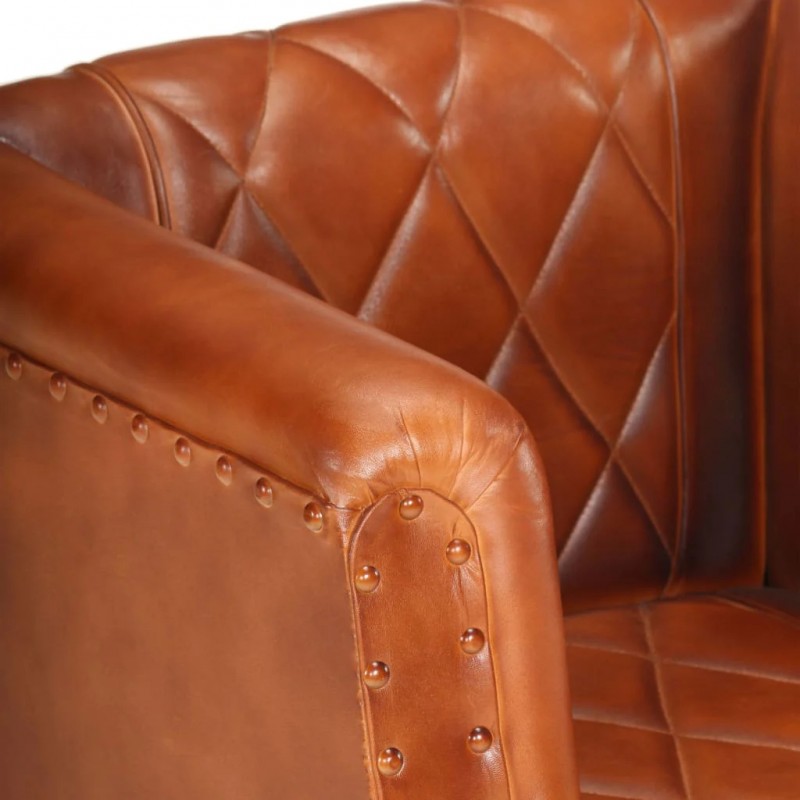 Tub Chair Brown Real Goat Leather Tub Chair Brown Real Goat Leather