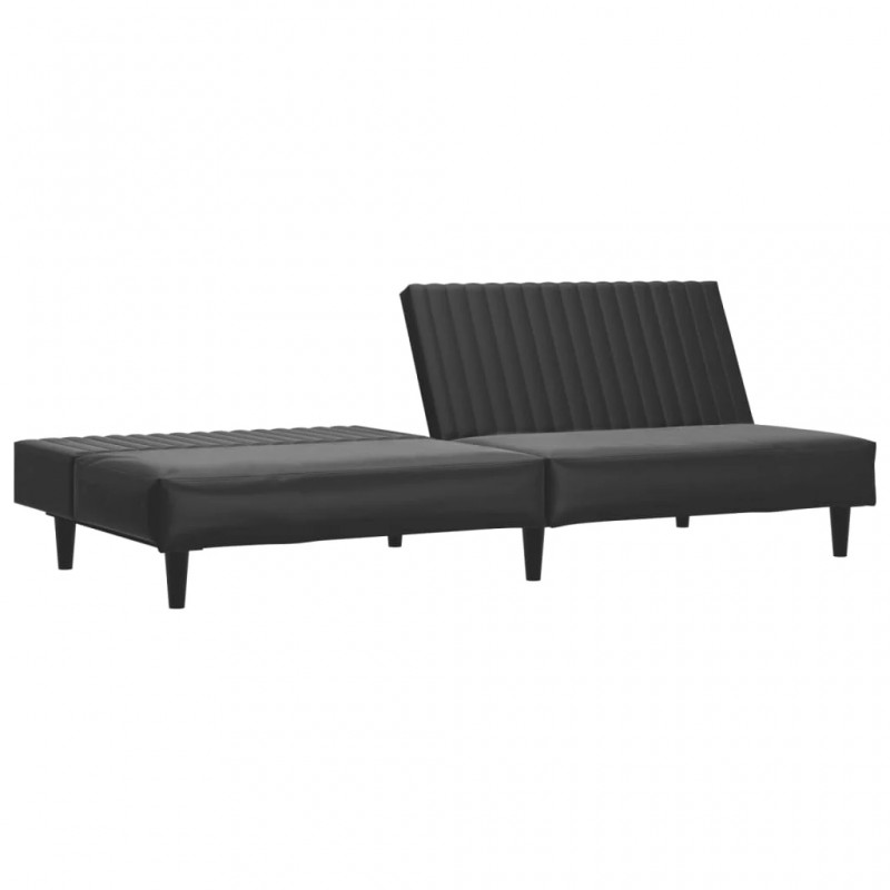2-Seater Sofa Bed Black Faux Leather 2-Seater Sofa Bed Black Faux Leather