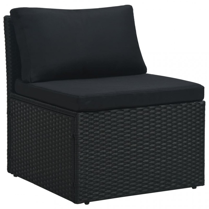 4 Piece Garden Lounge Set with Cushions Poly Rattan Black 4 Piece Garden Lounge Set with Cushions Poly Rattan Black