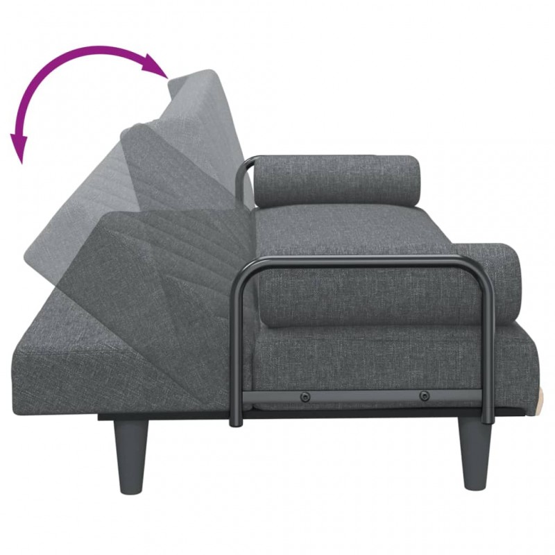 Sofa Bed with Armrests Dark Grey Fabric Sofa Bed with Armrests Dark Grey Fabric