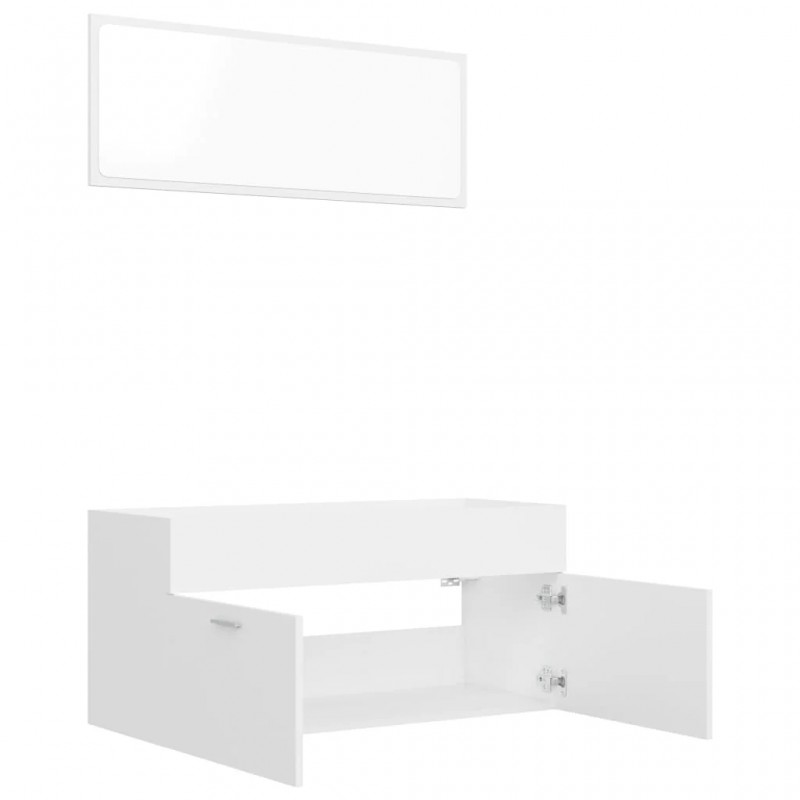 2 Piece Bathroom Furniture Set White Engineered Wood 2 Piece Bathroom Furniture Set White Engineered Wood
