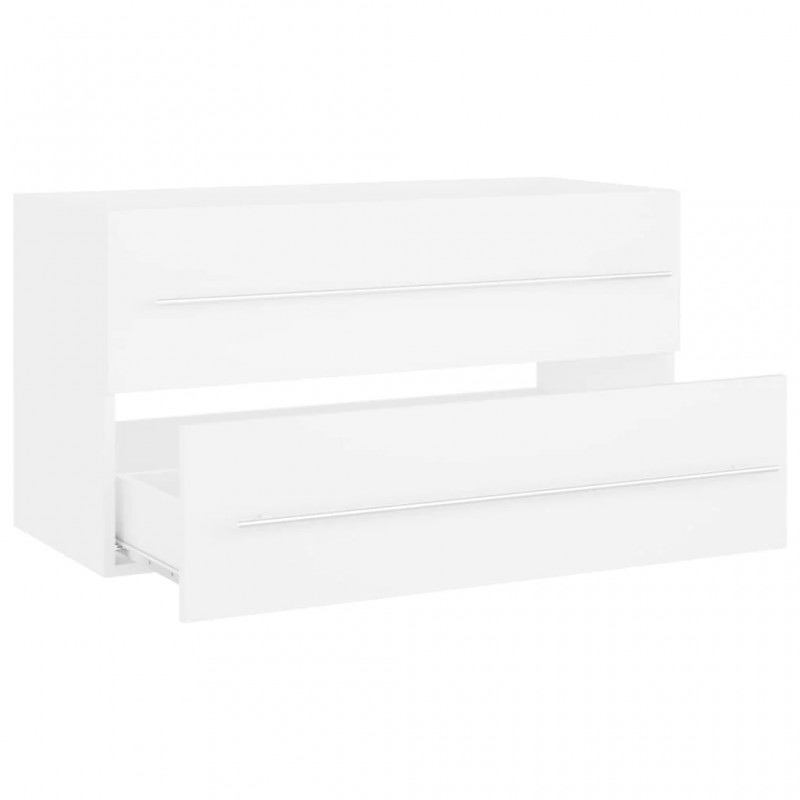 2 Piece Bathroom Furniture Set White Engineered Wood 2 Piece Bathroom Furniture Set White Engineered Wood