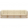 4-Seater Garden Sofa with Cushions Solid Pinewood