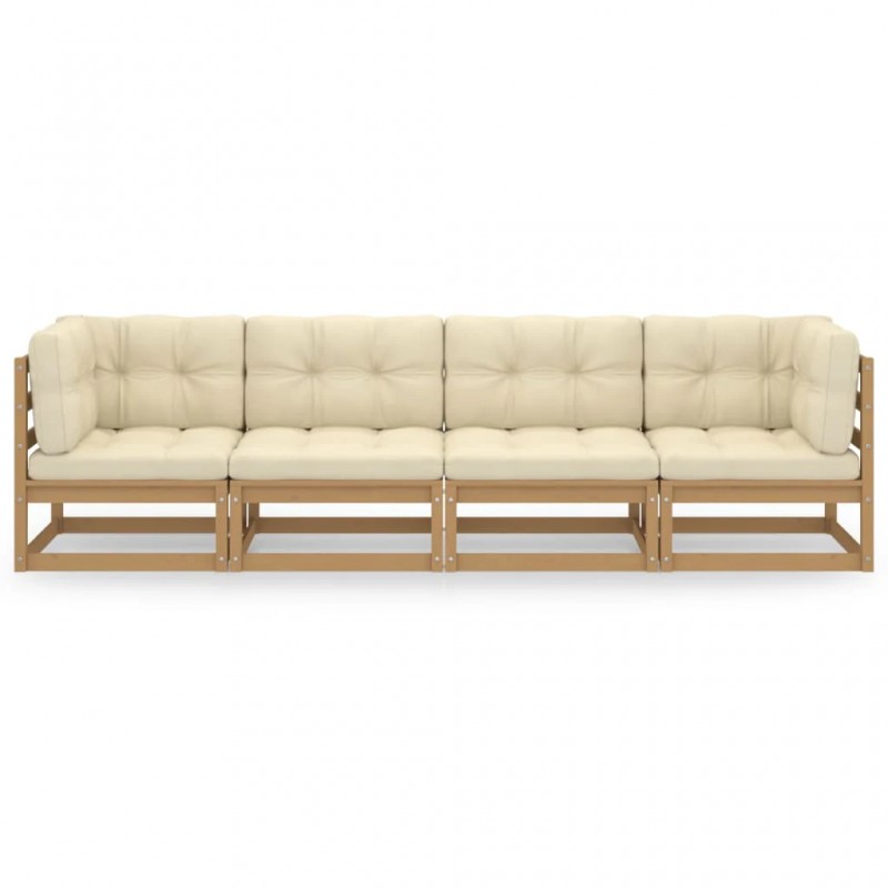 4-Seater Garden Sofa with Cushions Solid Pinewood 4-Seater Garden Sofa with Cushions Solid Pinewood