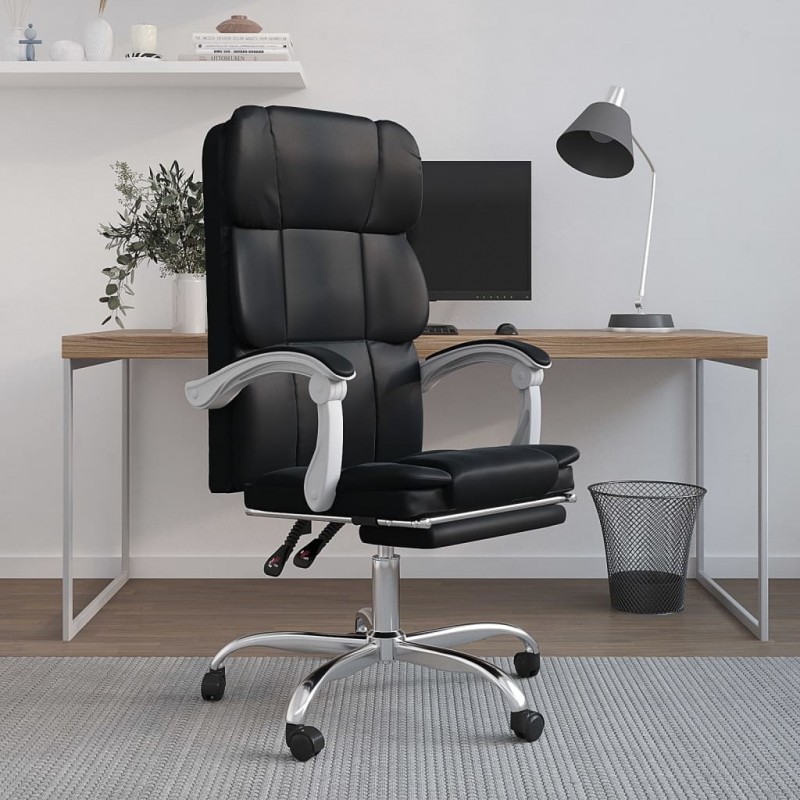 Reclining Office Chair Black Faux Leather Reclining Office Chair Black Faux Leather
