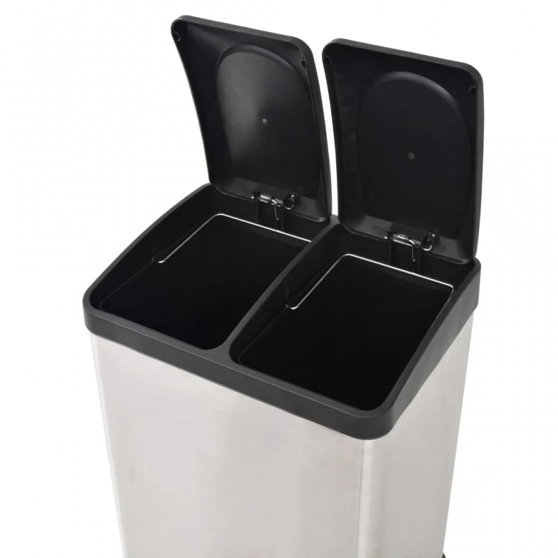 Recycling Pedal Bin Garbage Trash Bin Stainless Steel 36 L Recycling Pedal Bin Garbage Trash Bin Stainless Steel 36 L